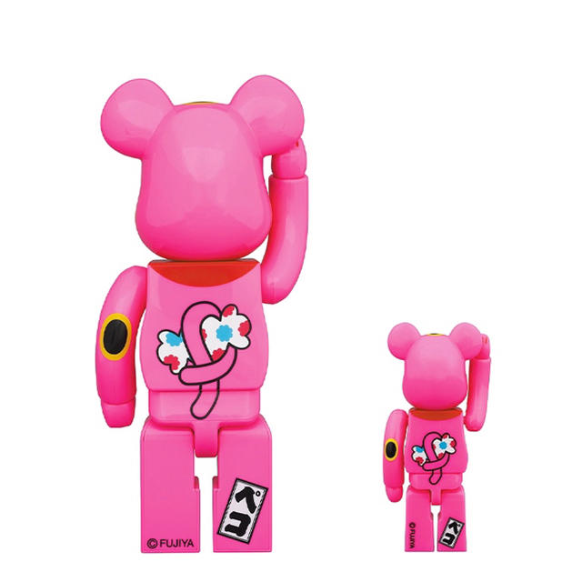 MEDICOM TOY(メディコムトイ)のBE@RBRICK 招き猫 ペコちゃん 蛍光ピンク 100％ ＆ 400％ エンタメ/ホビーのフィギュア(その他)の商品写真