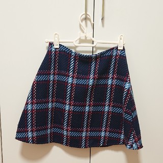 紺×赤ニットチェックスカート(ミニスカート)