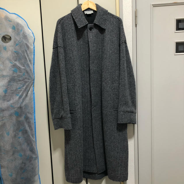 SUNSEA(サンシー)のYOKE 19aw ダブルジャガードニットバルカラーコート　BLACK M メンズのジャケット/アウター(ステンカラーコート)の商品写真