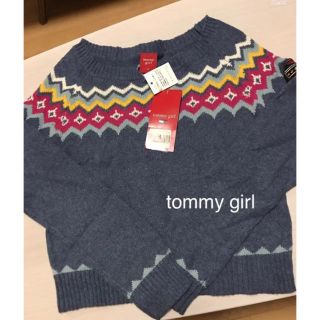 トミーガール(tommy girl)のtommy girl♡くすみブルー薄手ニット 新品(ニット/セーター)