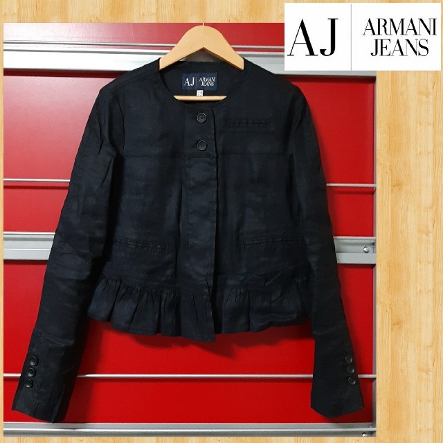 ARMANI JEANS アルマーニジーンズ ノーカラーリネンジャケット 正規品レディース