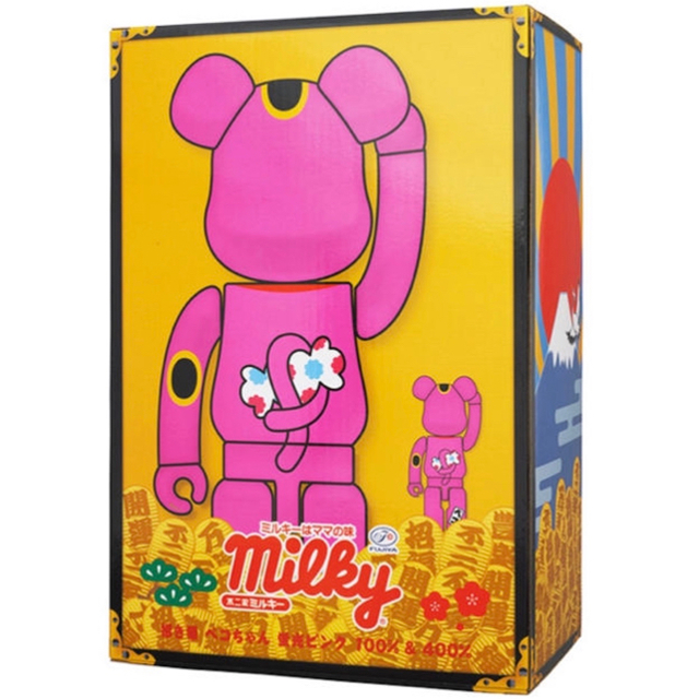 BE@RBRICK　招き猫　ペコちゃん　蛍光ピンク　100% 400%