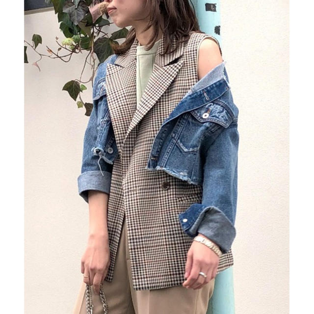 Ameri VINTAGE - VEST LAYERED DENIM JACKETの通販 by うに's shop ...