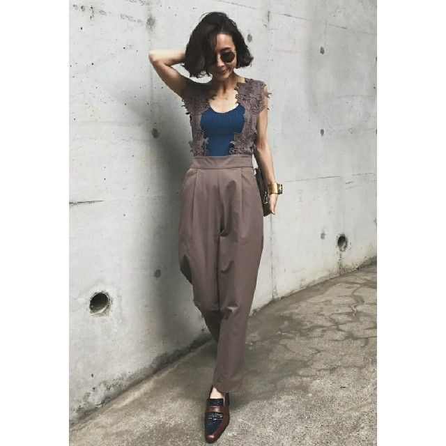 AMERI MOTIF LACE PANTS モチーフレースパンツ ブラウン