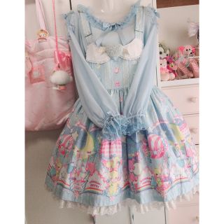 アンジェリックプリティー(Angelic Pretty)のAngelic PrettycottonCandyshop限定サックスサロペット(ひざ丈ワンピース)