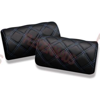 ネックパッド 高級PVCレザー 黒×ブルー ダブルステッチ 2P(汎用パーツ)