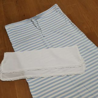 カネコイサオ(KANEKO ISAO)のKANEKO ISAO  水色ボーダースカート&白 ピコフリル生地(その他)