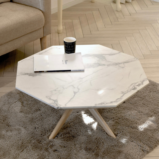 【送料無料】Marble Center Table 75 / WH インテリア/住まい/日用品の机/テーブル(ローテーブル)の商品写真