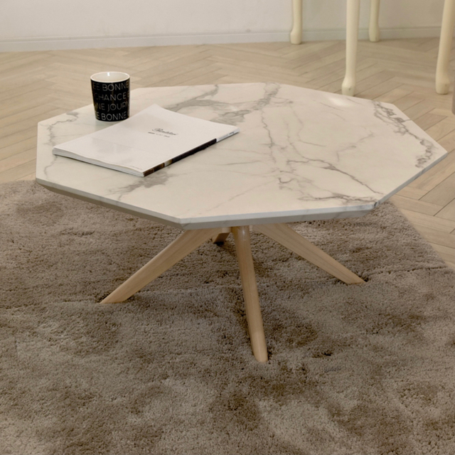 【送料無料】Marble Center Table 75 / WH インテリア/住まい/日用品の机/テーブル(ローテーブル)の商品写真