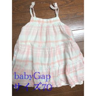 ベビーギャップ(babyGAP)のベビーギャップ ふわふわ エプロン ワンピース サイズ70 babyGap 美品(ワンピース)