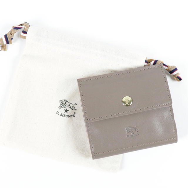 IL BISONTE(イルビゾンテ)の新品 イルビゾンテ 二つ折り財布 グレー Wホック コインケース付き ミニ財布 レディースのファッション小物(財布)の商品写真