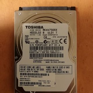 TOSHIBA 2.5インチ HDD  750GB　使用時間約12553時間(PCパーツ)