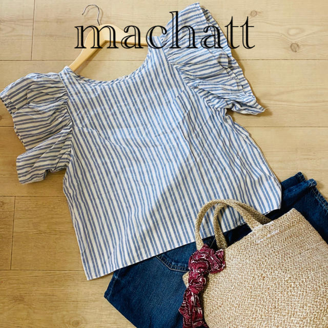 Chesty(チェスティ)の美品 machatt ストライプ ラッフルブラウス レディースのトップス(シャツ/ブラウス(半袖/袖なし))の商品写真