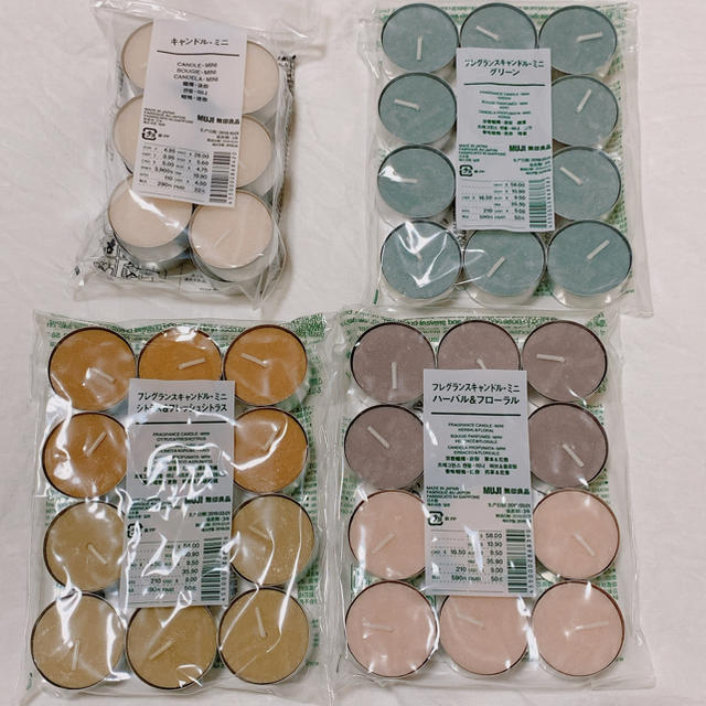 MUJI (無印良品)(ムジルシリョウヒン)の無印良品 キャンドル フレグランスキャンドル セット ハンドメイドのインテリア/家具(アロマ/キャンドル)の商品写真