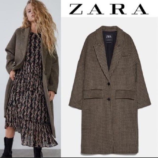 ZARA - 値下げ☆ZARA チェック柄オーバーサイズコートの通販 by つーちゃん's shop｜ザラならラクマ