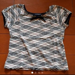 バーバリー(BURBERRY)のBURBERRY LONDON　リボン付き　パフスリーブ　カットソー(Tシャツ/カットソー)