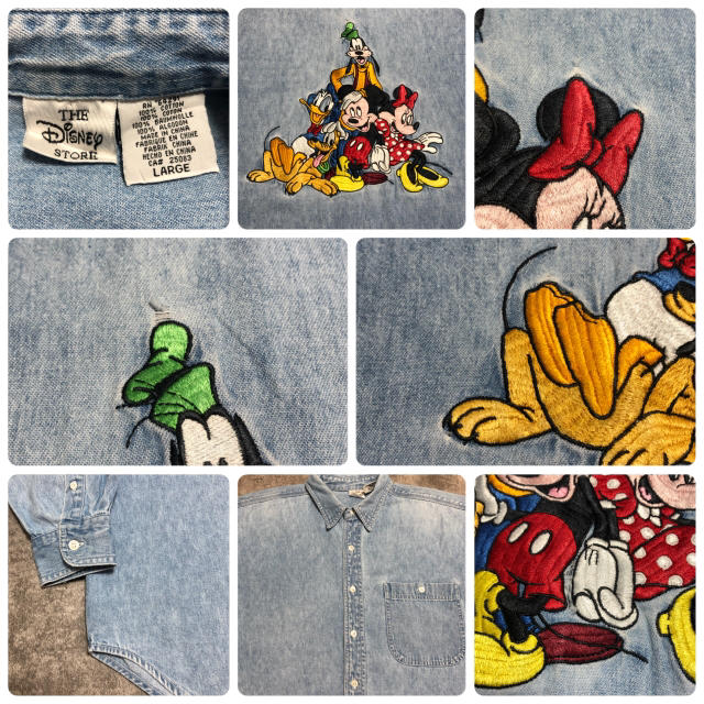 Disney(ディズニー)の【猫耳☆様専用】ディズニー☆ミッキーバックビッグキャラクター刺繍デニムシャツ メンズのトップス(シャツ)の商品写真