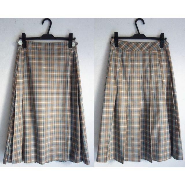 MARGARET HOWELL(マーガレットハウエル)の2018 未使用マーガレットハウエル☆コットンシルク チェックスカート 1 茶系 レディースのスカート(ひざ丈スカート)の商品写真