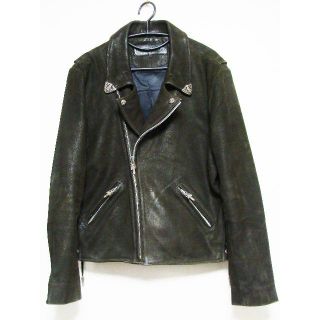 クロムハーツ(Chrome Hearts)のCHクロムハーツベーシックモトMOTOダブルレザー皮革ライダースジャケット(レザージャケット)