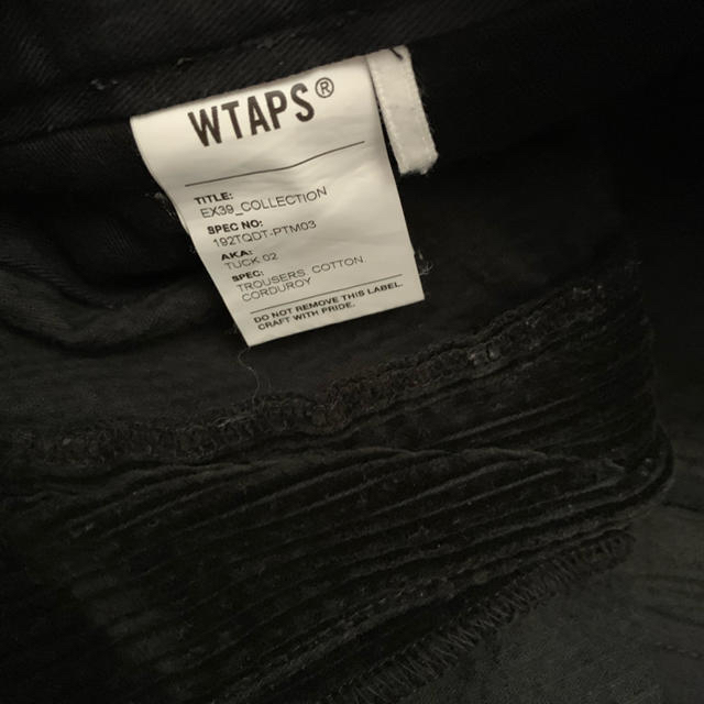 W)taps(ダブルタップス)の専用 19aw  wtaps corduroy tuck ブラック 01 メンズのパンツ(スラックス)の商品写真