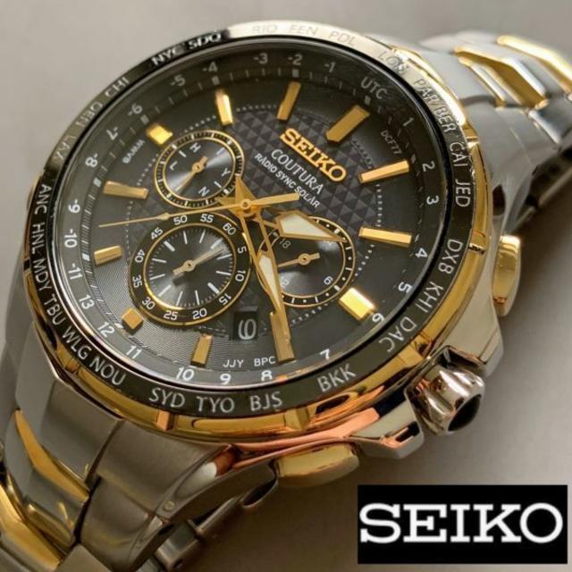 約45mm約12mm腕周りSEIKO 上級コーチュラ 電波ソーラー クロノグラフ セイコー メンズ腕時計