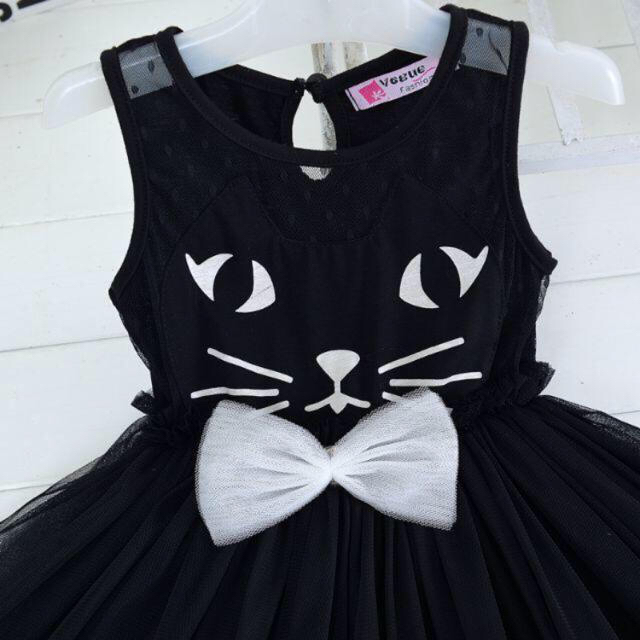  ハロウィン　クロネコ　黒猫　ネコ　ドレス　100cm (110タグちいさめ キッズ/ベビー/マタニティのキッズ服女の子用(90cm~)(ワンピース)の商品写真