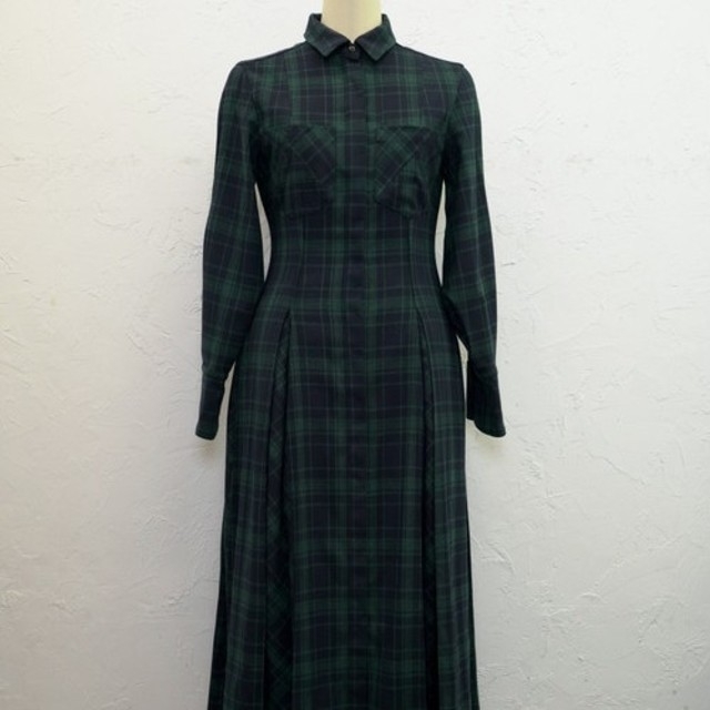 Pleated Pleats Long Dress Green Mサイズ レディースのワンピース(ロングワンピース/マキシワンピース)の商品写真