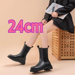 【新品未使用】大人気♩24cm ロング丈 チェルシーブーツ サイドゴアブーツ(ブーツ)