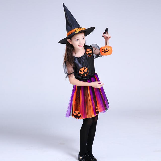 新品限定120cmハロウィンキッズ魔女ドレスパフォーマンスおしゃれで綺麗人気品 キッズ/ベビー/マタニティのキッズ服女の子用(90cm~)(ワンピース)の商品写真