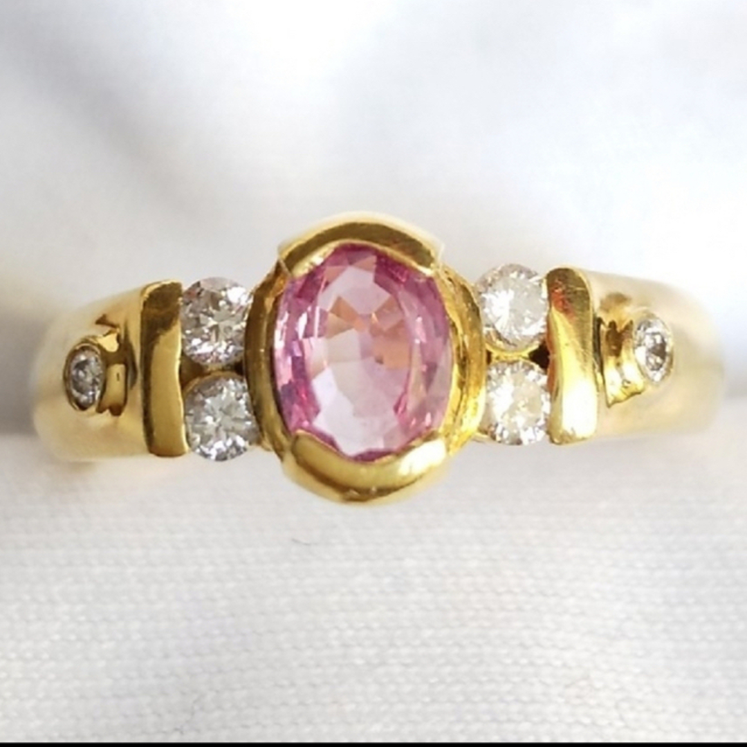 k18ピンクサファイア、ダイヤモンドリング レディースのアクセサリー(リング(指輪))の商品写真