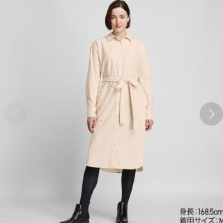 ユニクロ(UNIQLO)のUNIQLO コーデュロイシャツワンピース＋ヒートテック(ひざ丈ワンピース)