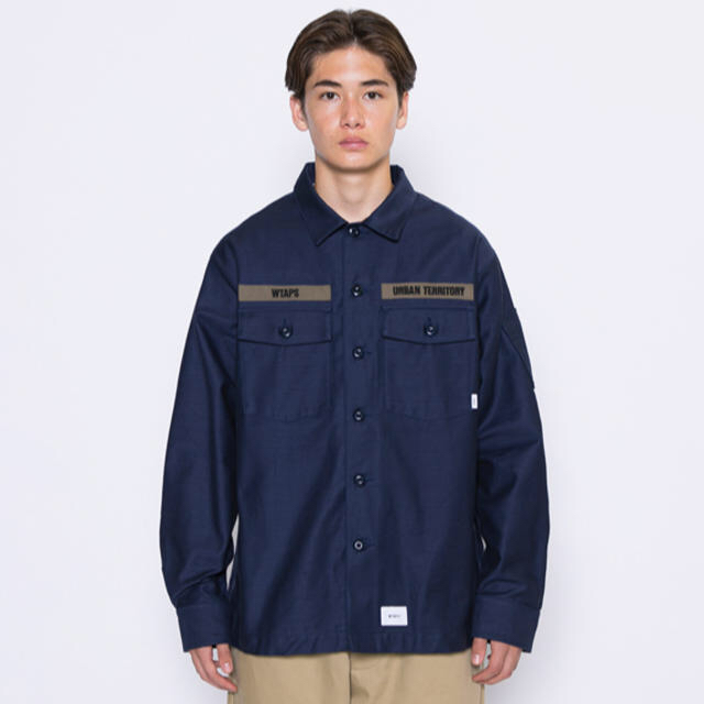 M WTAPS 20AW BUDS LS COTTON SATIN NAVY