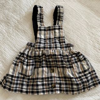 ザラキッズ(ZARA KIDS)のサスペンダー付きチェック柄スカート(ワンピース)