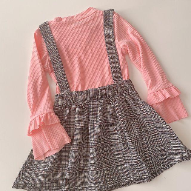 新品 130㎝ グレンチェック ワンピース ピンク 子供服 女の子 キッズ/ベビー/マタニティのキッズ服女の子用(90cm~)(ワンピース)の商品写真