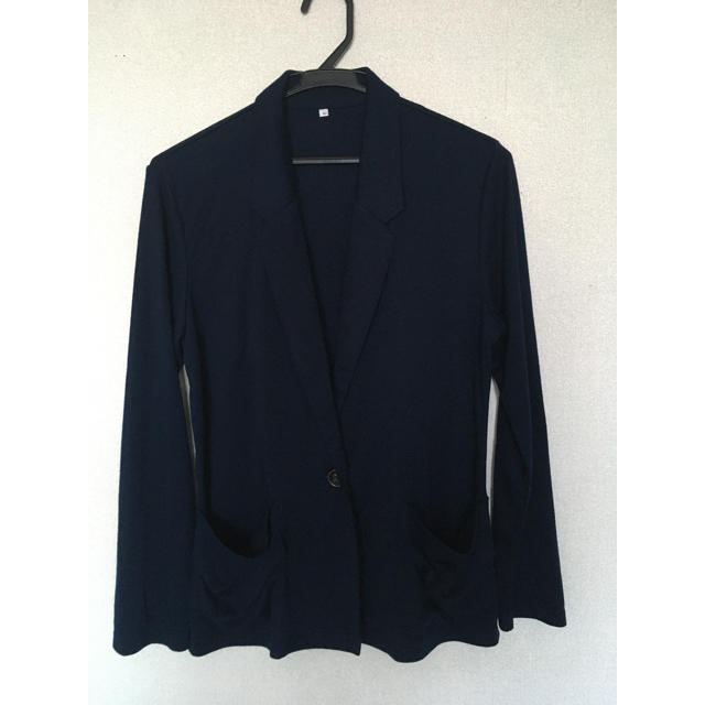 ジャケット　レディース紺色ブレザー　ニット　Mサイズ レディースのジャケット/アウター(テーラードジャケット)の商品写真