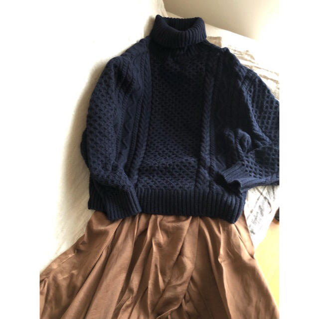 UNITED ARROWS(ユナイテッドアローズ)のユナイテッドアローズ ウール ニット 紺色の編み込み セーター / レディース レディースのトップス(ニット/セーター)の商品写真
