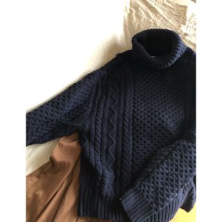 ユナイテッドアローズ(UNITED ARROWS)のユナイテッドアローズ ウール ニット 紺色の編み込み セーター / レディース(ニット/セーター)