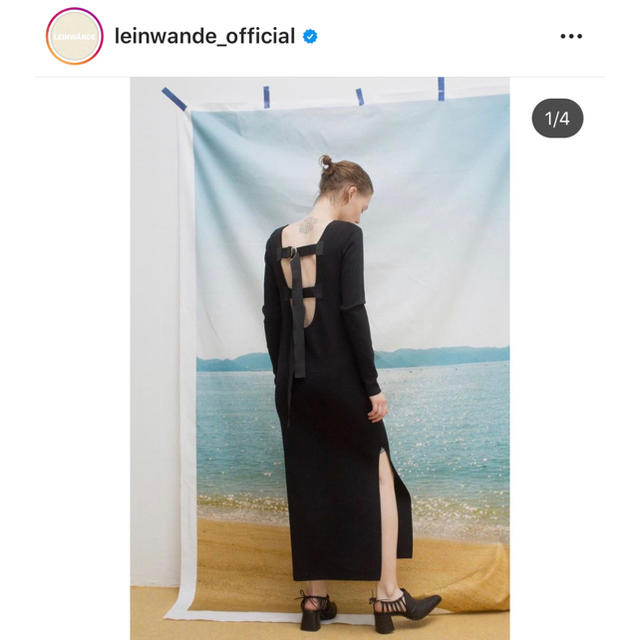 leinwande belted knit long dress【black】