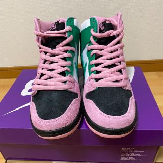 ナイキ(NIKE)のNIKE SB DUNK HIGH ナイキ エスビー ダンク ハイ ピンク 緑(スニーカー)