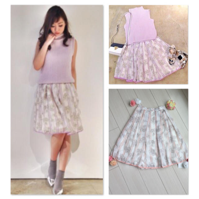MERCURYDUO(マーキュリーデュオ)の♡新品♡フラワーストライプスカート♡ レディースのスカート(ひざ丈スカート)の商品写真
