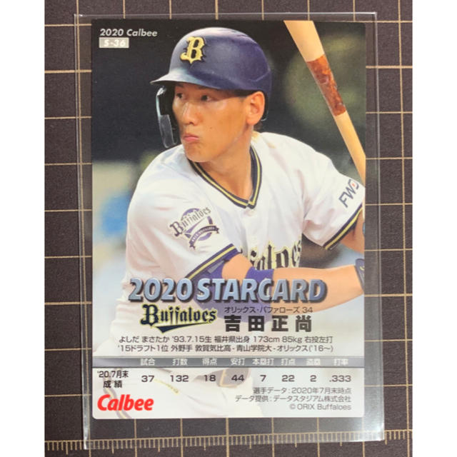 オリックス・バファローズ(オリックスバファローズ)の2020 第3弾 オリックス 吉田正尚 スターカード プロ野球チップス エンタメ/ホビーのタレントグッズ(スポーツ選手)の商品写真