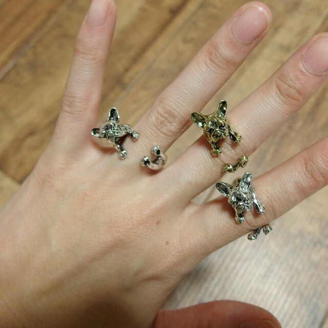 犬 アニマルリング ブルドッグ柄 指輪  レディースのアクセサリー(リング(指輪))の商品写真
