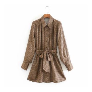 ザラ(ZARA)の🍁秋新作🍁2648◆レトロ vintage 柄 シャツワンピース(ミニワンピース)