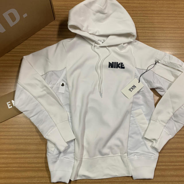 ナイキ x サカイ スウェットパーカーホワイトS nike sacai