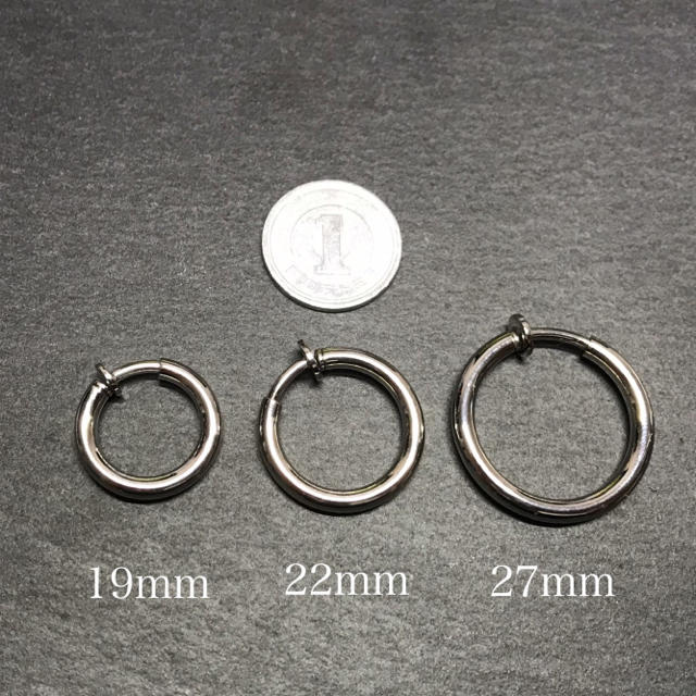 フェイクピアス フープピアス メンズ レディース シルバー 19mm A038 メンズのアクセサリー(ピアス(両耳用))の商品写真