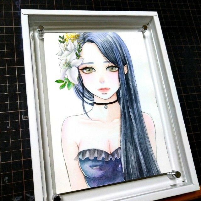 ゆず様専用 手描きイラスト 《 Lilly 》 オリジナル 美人画 水彩画 ゆず様専用 手描きイラスト 《 Lilly 》 オリジナル 美人画 水彩画