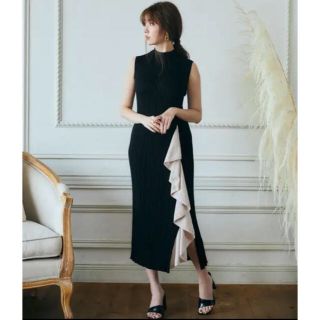 スナイデル(SNIDEL)のRuffled Tow-tone Knit Dress(ロングワンピース/マキシワンピース)