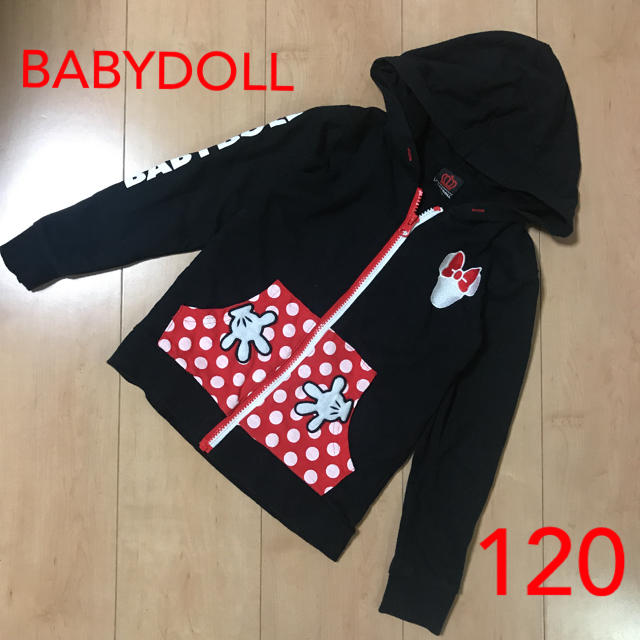 BABYDOLL(ベビードール)のBABYDOLL ベビードール ディズニー ミニー パーカー 120 女の子 キッズ/ベビー/マタニティのキッズ服女の子用(90cm~)(ジャケット/上着)の商品写真