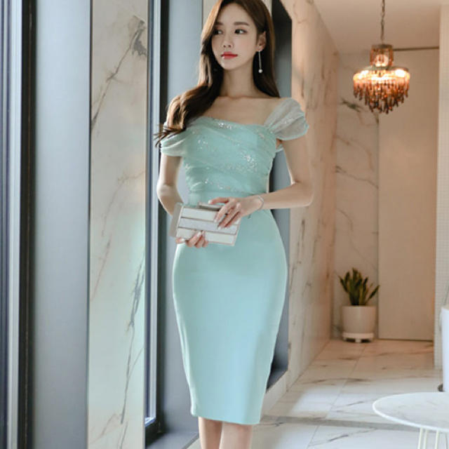 【本日限定セール】DURAS系韓国ファッション♡マーメイド キャバドレス 水色カラードレス