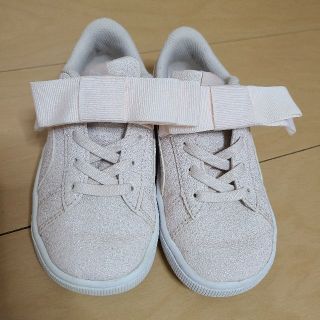 プーマ(PUMA)のariel様専用★16cm ビッキー V2 リボン グリッツ ラメ入り ピンク(スニーカー)